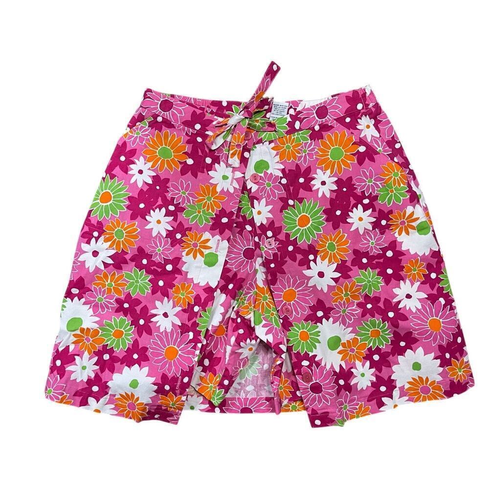 Vintage Sag Harbor Sport Pink Floral Golf Tennis Button Down Front Skort Size 8P - Picture 4 of 8
